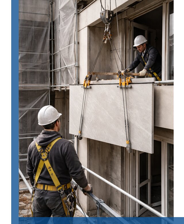 Подъем керамогранита на этаж в Киселёвске грузчиками и техникой