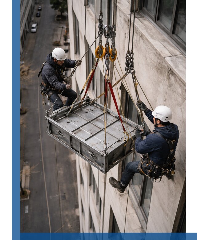 Спуск и подъем грузов по фасаду в Киселёвске для зданий