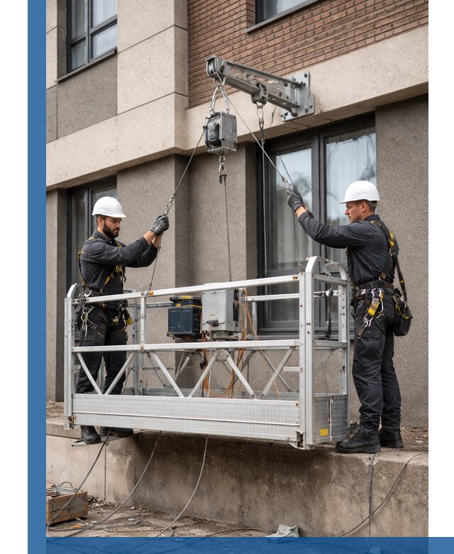 Монтаж и подъем фасадной люльки в Киселёвске с гарантией безопасности