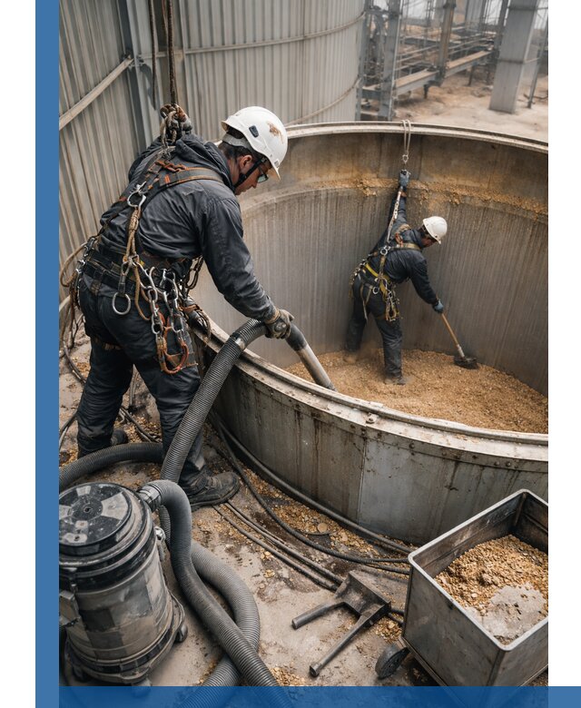 Профессиональная чистка зерновых бункеров в Киселёвске с выездом