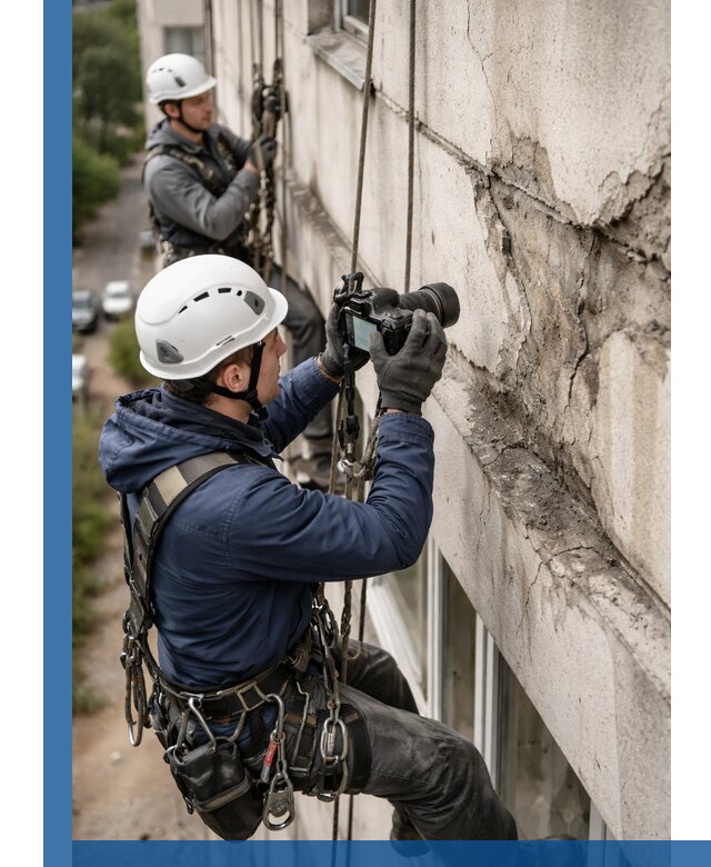 Фотофиксация дефектов фасада с высотной съемкой в Киселёвске