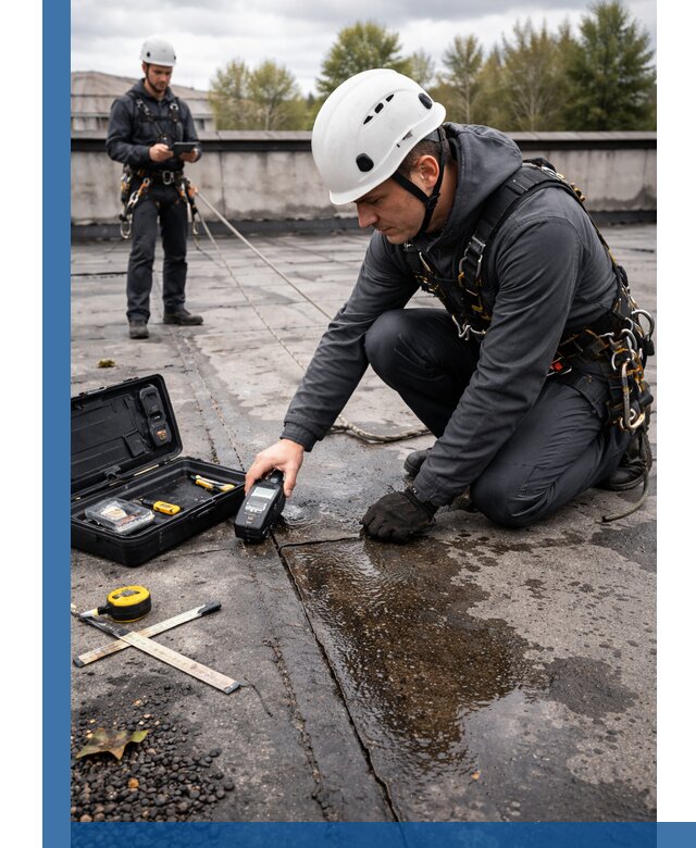 Обследование кровли на протечки и выявление дефектов в Киселёвске