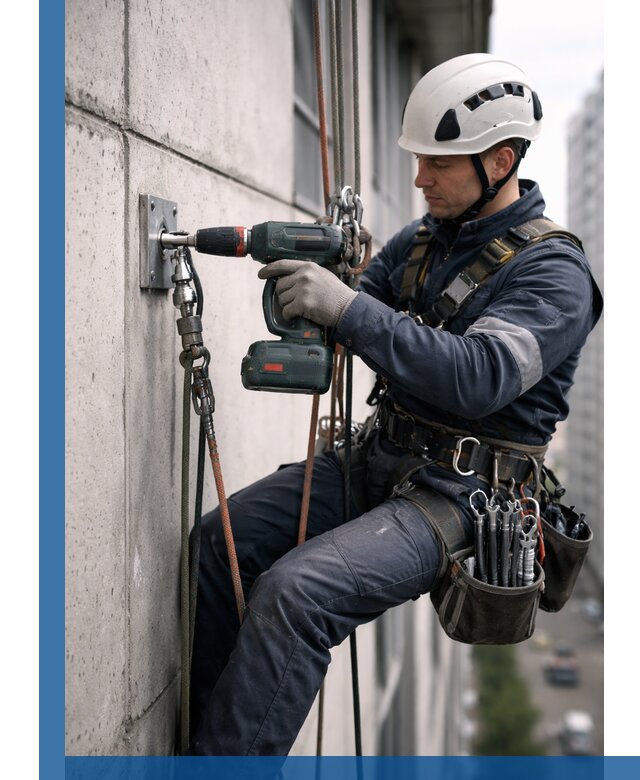 Установка анкерных точек для высотных работ в Киселёвске